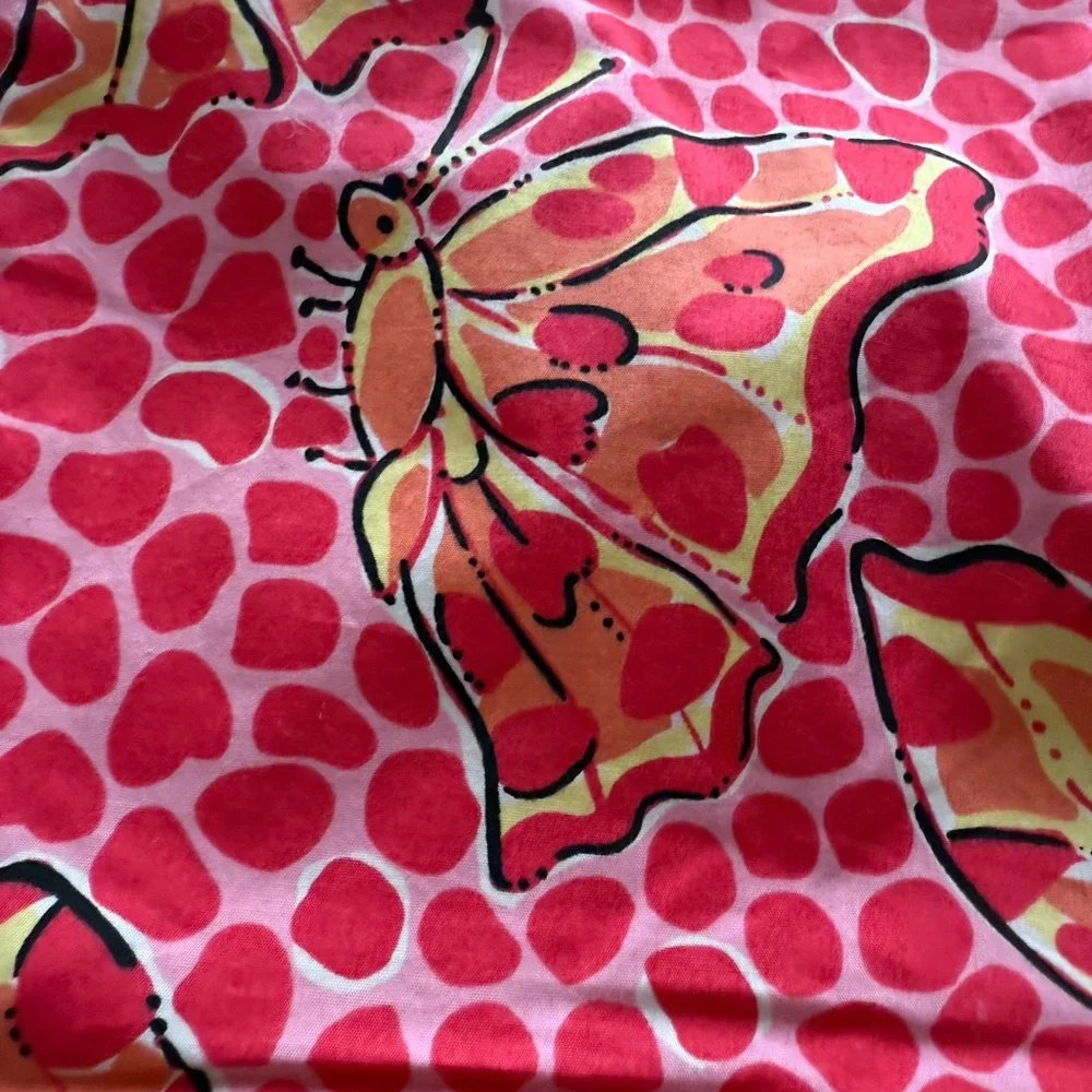 Lilly Pulitzer Strapless Pink and Orange Butterfly Tie Back Dress Size 6 - Picture 6 of 6